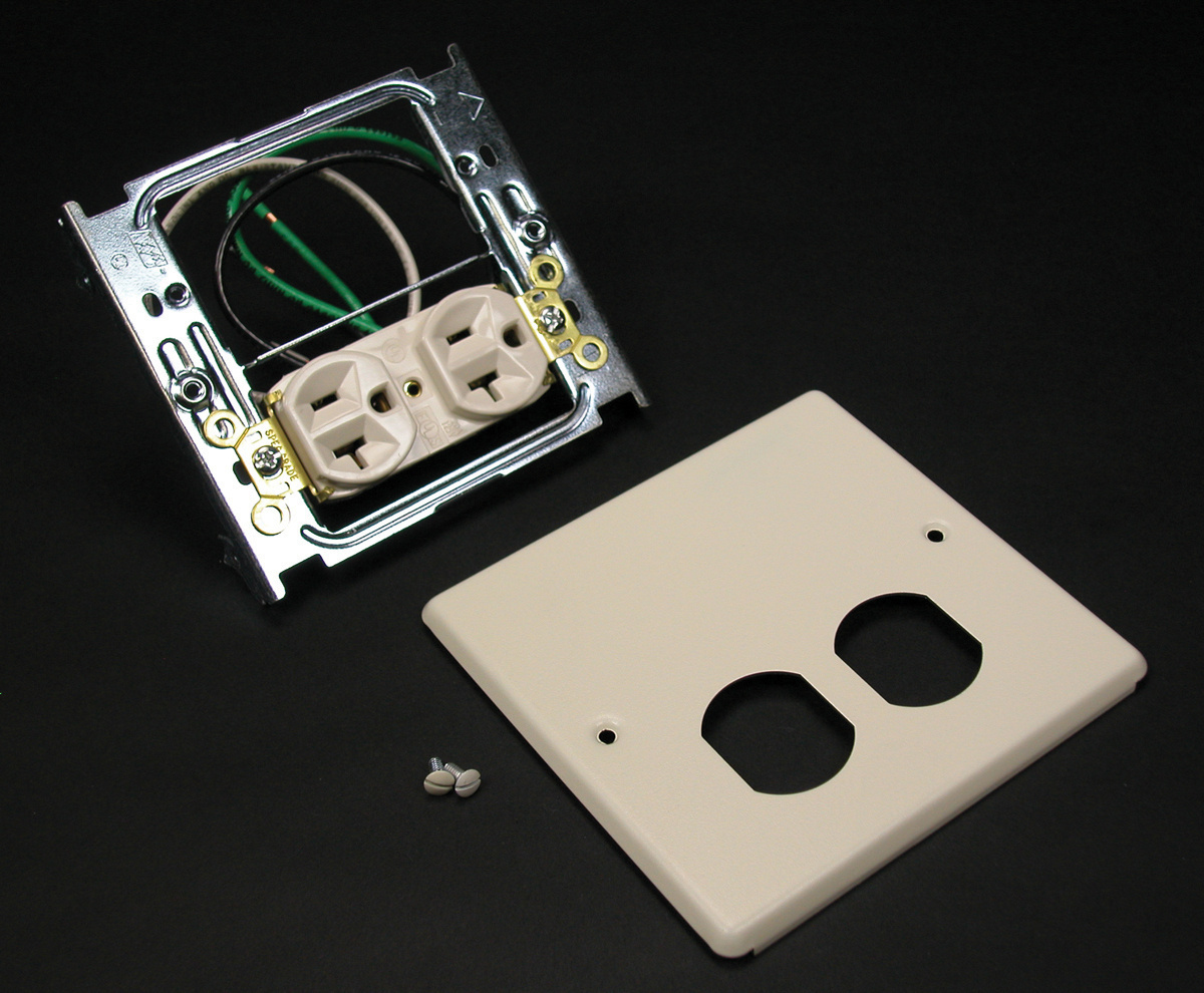 Receptacle Cover Plate, 2-Gang Duplex Overlapping, Series: 4047, For Use With: 4000 Series Raceway, Steel, Gray, Enamel Painted, 5-1/8 in L x 4-3/4 in W Dimensions