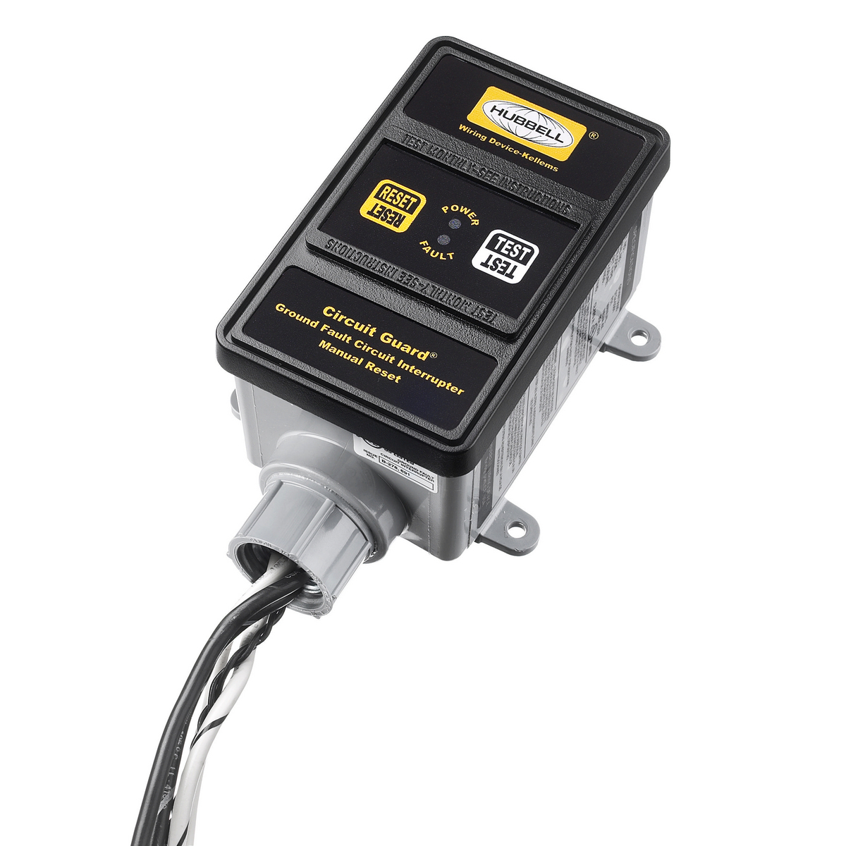 Power Protection Products, Hard Wired GFCI, Industrial/Commercial, No Output, 30A 120V AC, 4-6 mA Trip Level, Black.