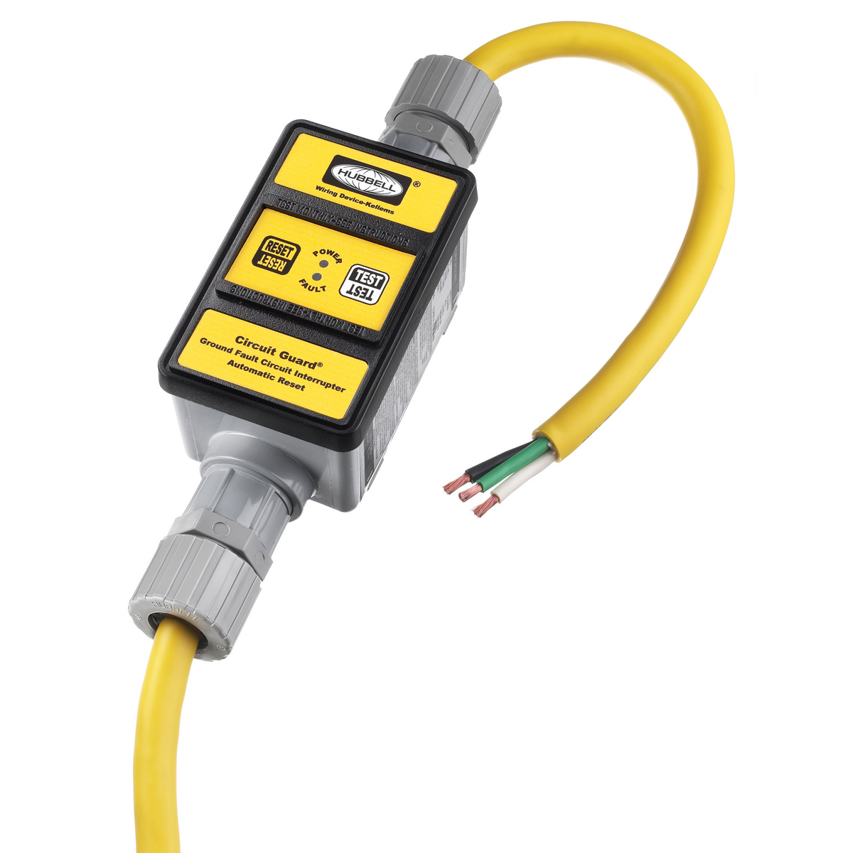 Power Protection Products, GFCI High Amperage Portables, Industrial/Commercial, Auto Set, 30A 120V AC, 25' Cord Length, 4-6 mA Trip Level, Yellow.