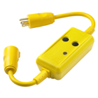 Power Protection Products, GFCI Linecords, Commercial, Auto Set, 15A 120V AC, 5-15R, 18" Cord Length, 4- 6 mA Trip Level, Yellow.