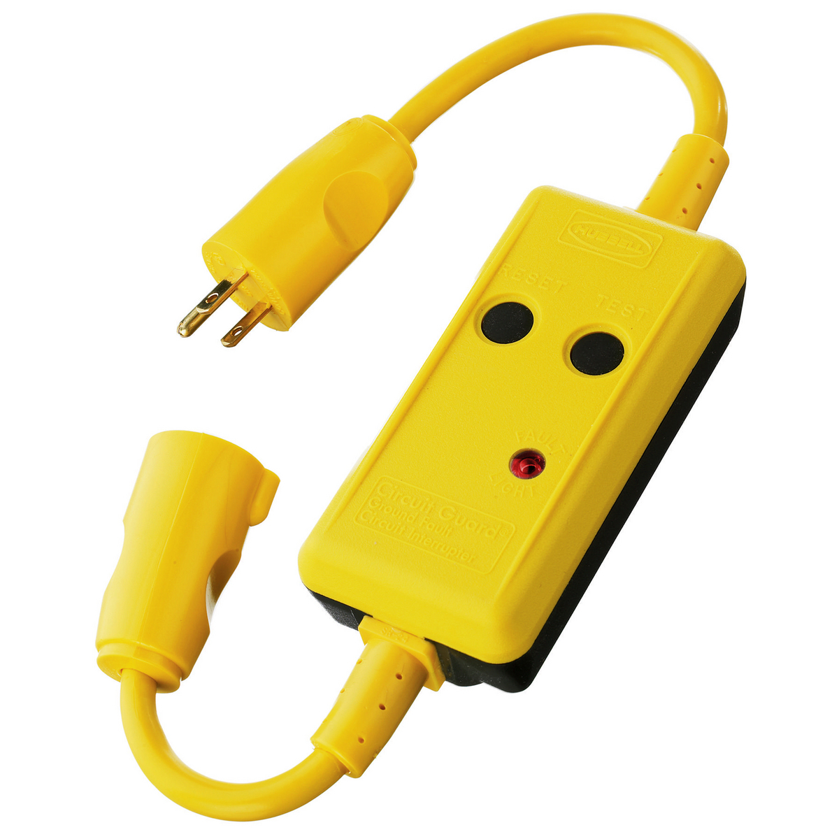 Power Protection Products, GFCI Linecords, Commercial, Manual Set, 15A 120V AC, 5-15R, 18" Cord Length, 4-6 mA Trip Level, Black and Yellow.