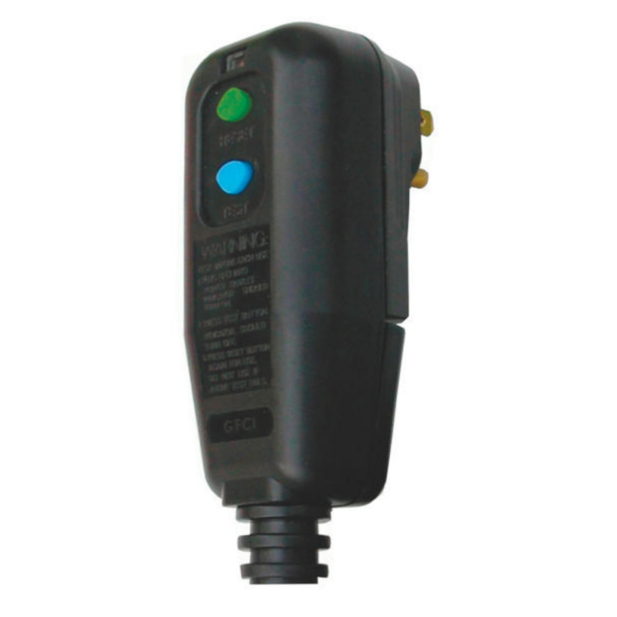Power Protection Products, GFCI Plugs, Commercial, Manual Set, 15A 120V AC, 5-15R, Plug Only, 4-6 mA Trip Level, Black.
