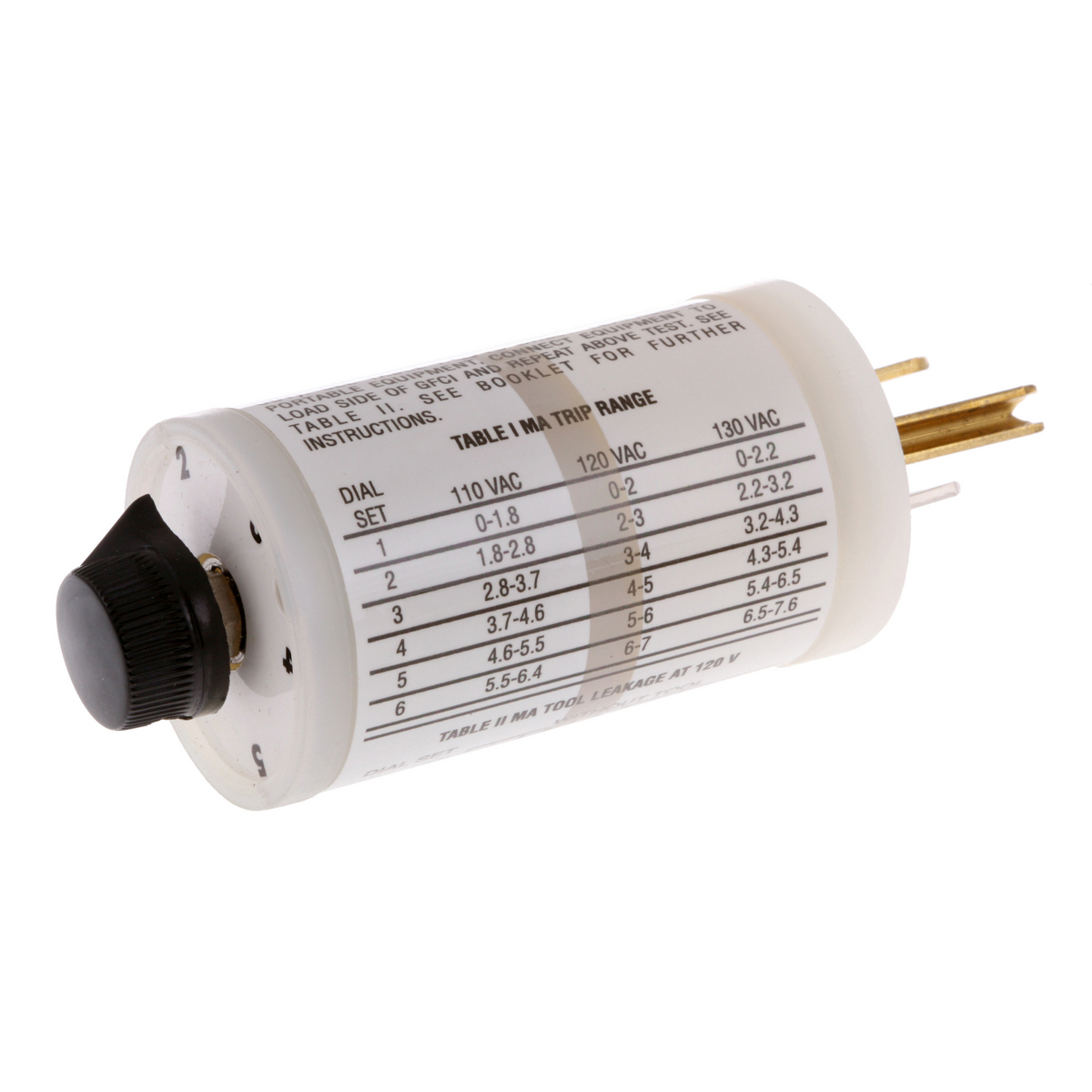 Power Protection Products, GFCI Receptacle Accessories, Tester, Test Trip Level on Any Standard GFCI, 15 or 20A 125V AC, Graduated 1-7 mA Knob, White.