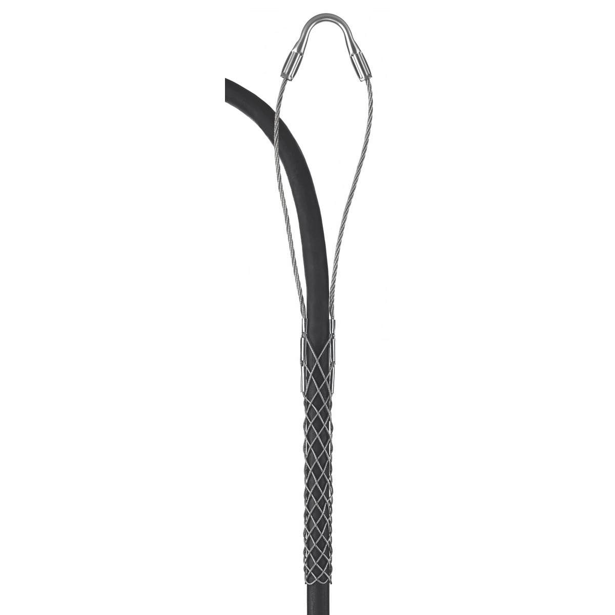 Fiber Optic Support Grips, Single Eye, Closed Mesh, Single Weave, Tin-Coated Bronze, 0.18"-0.25"