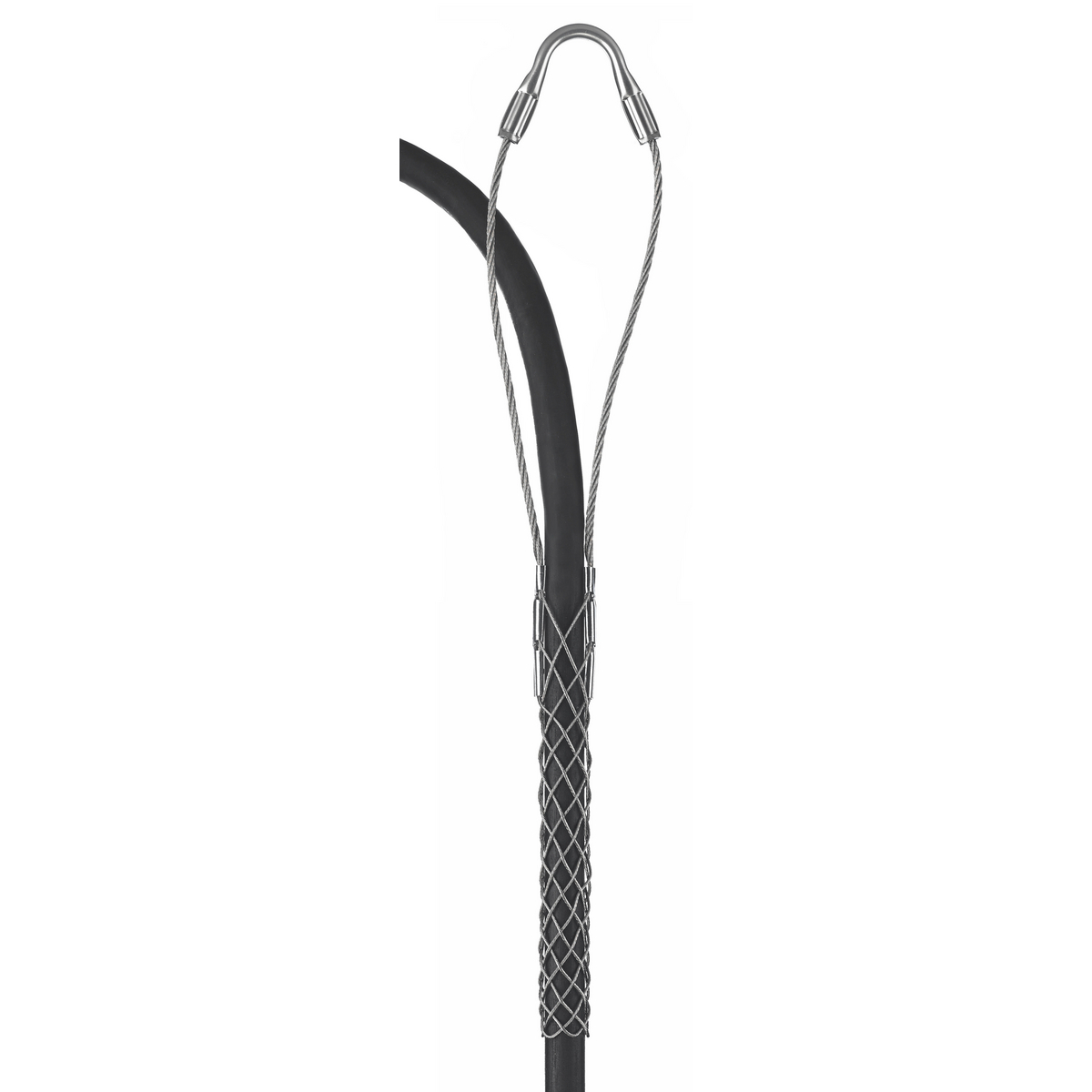 Fiber Optic Support Grips, Single Eye, Closed Mesh, Single Weave, Tin-Coated Bronze, 0.56"-0.71"