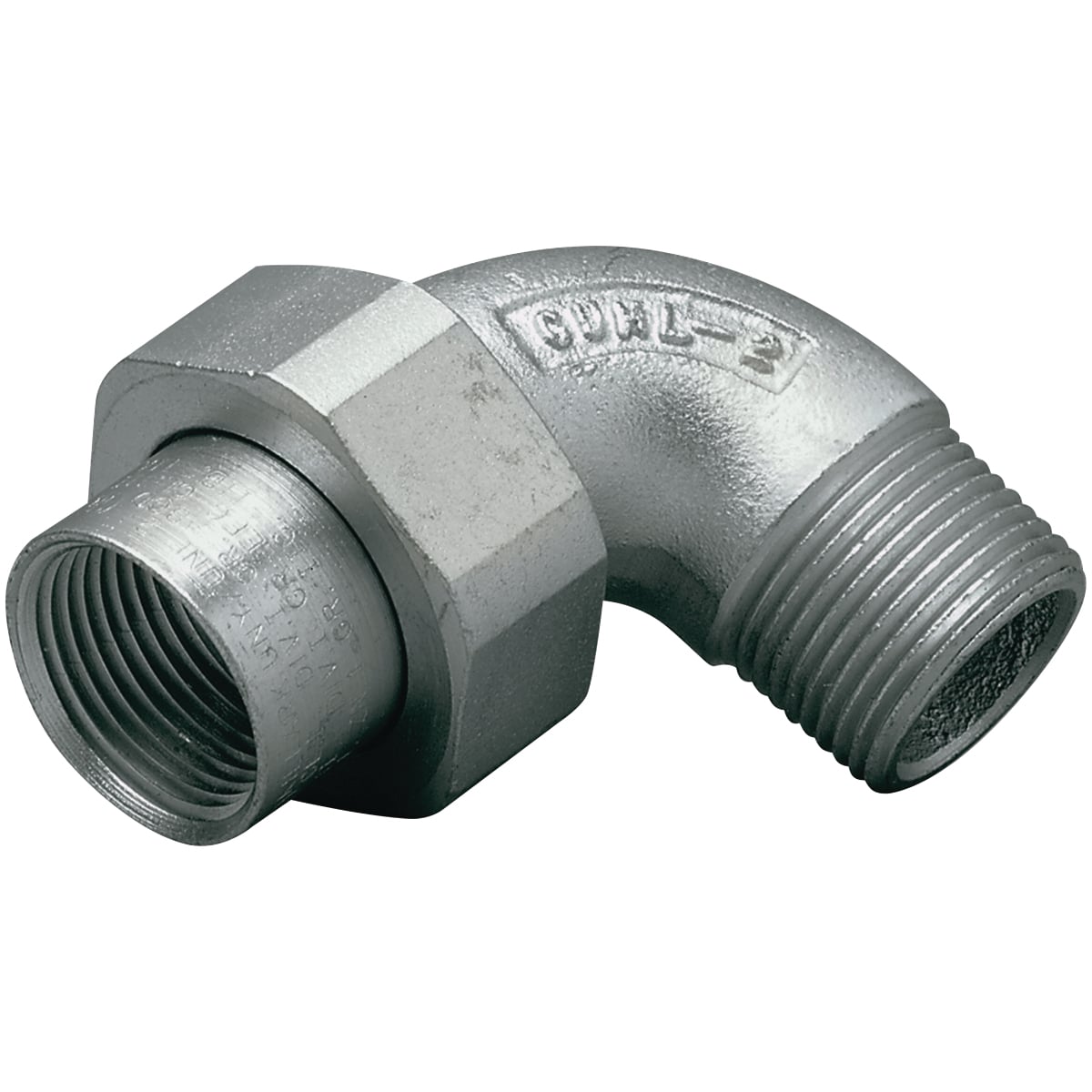 GUML SERIES - IRON 90-DEGREE ELBOW UNION - HUB SIZE 3/4 INCH