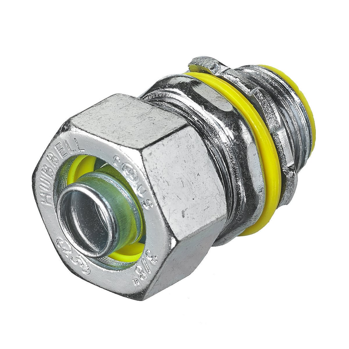 Kellems Wire Management, Liquidtight System, Straight Male Liquid Tight Connector, 3/8", Steel, Insulated