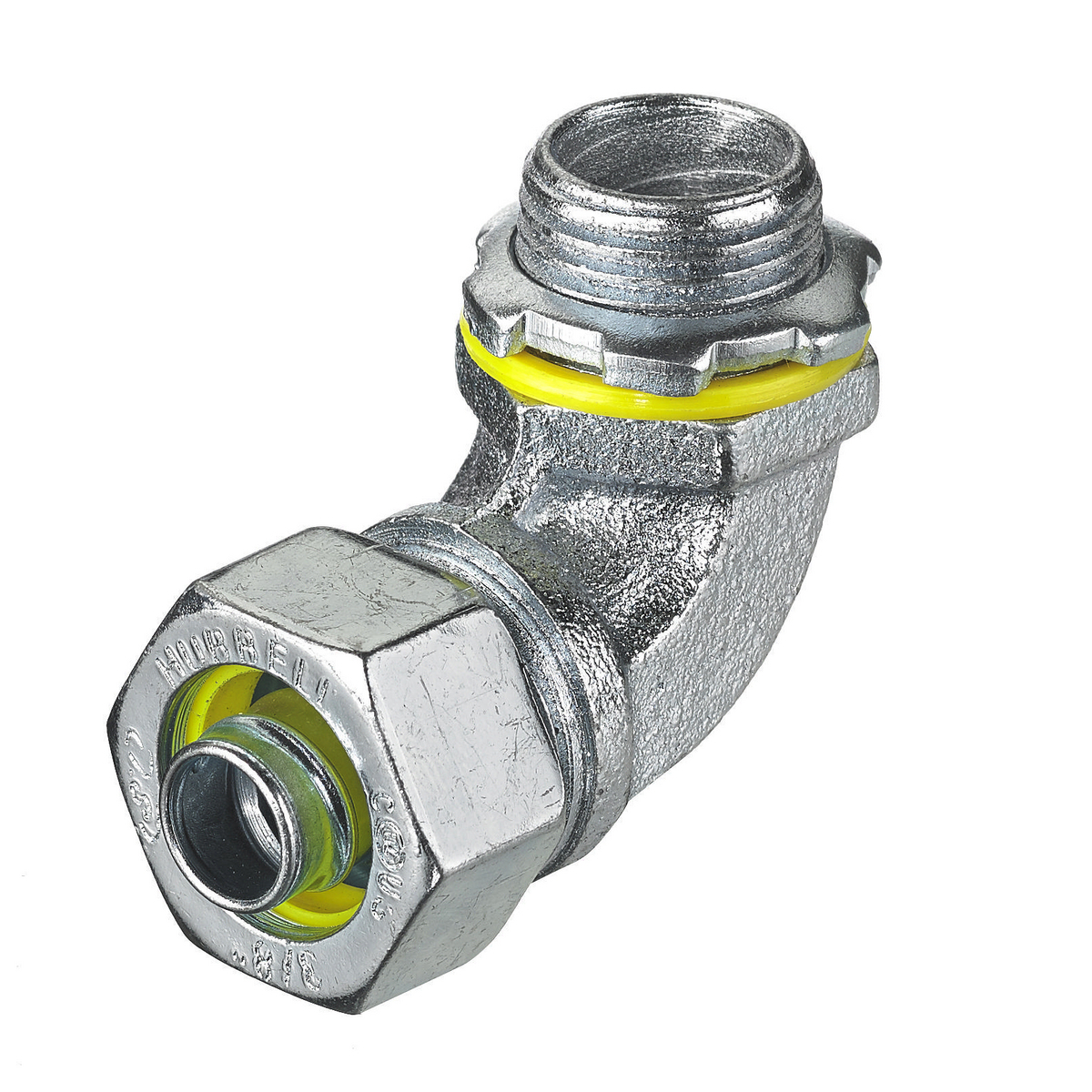 Kellems Wire Management, Liquidtight System, 90 Degree Male Liquid Tight Connector, 3/8", Steel, Non-Insulated