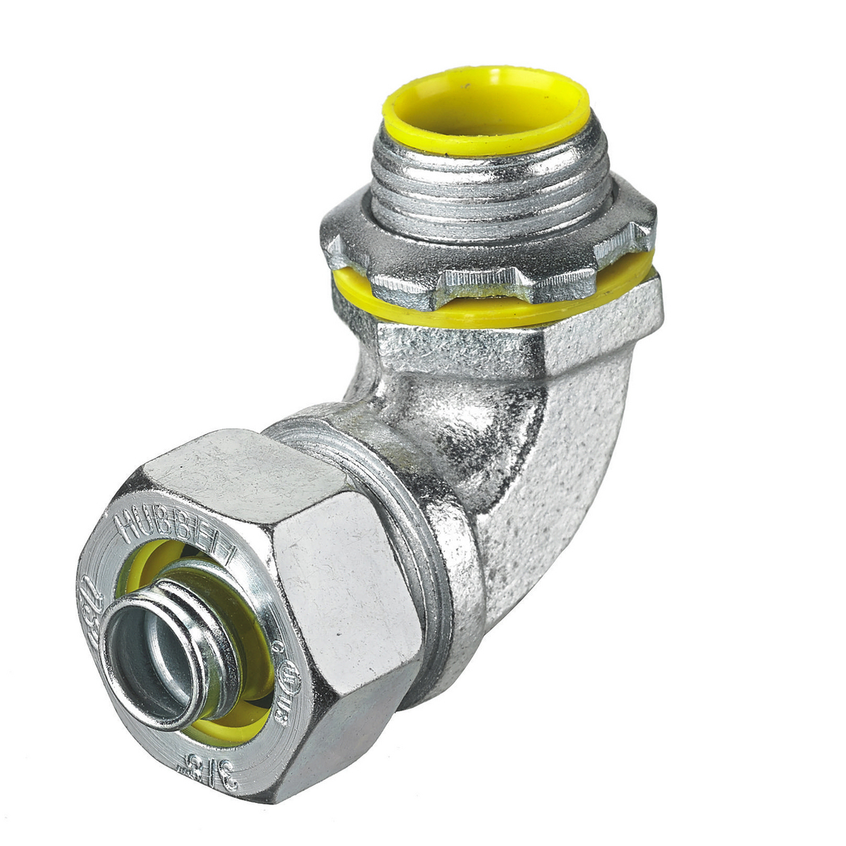 Kellems Wire Management, Liquidtight System, 90 Degree Male Liquid Tight Connector, 4", Steel, Insulated