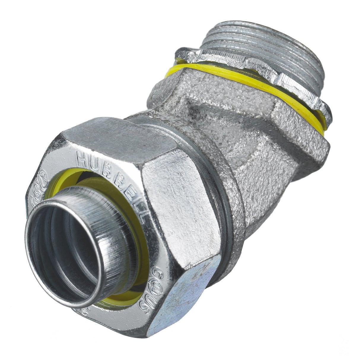 Kellems Wire Management, Liquidtight System, 45 Degree Male Liquid Tight Connector, 1/2", Steel, Non-Insulated