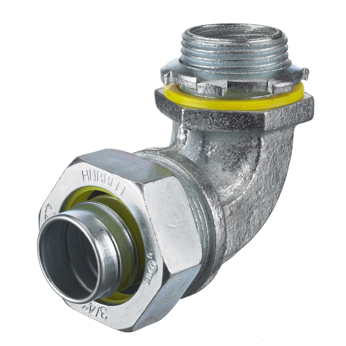 Kellems Wire Management, Liquidtight System, 90 Degree Male Liquid Tight Connector, 3/4", Steel, Non-Insulated