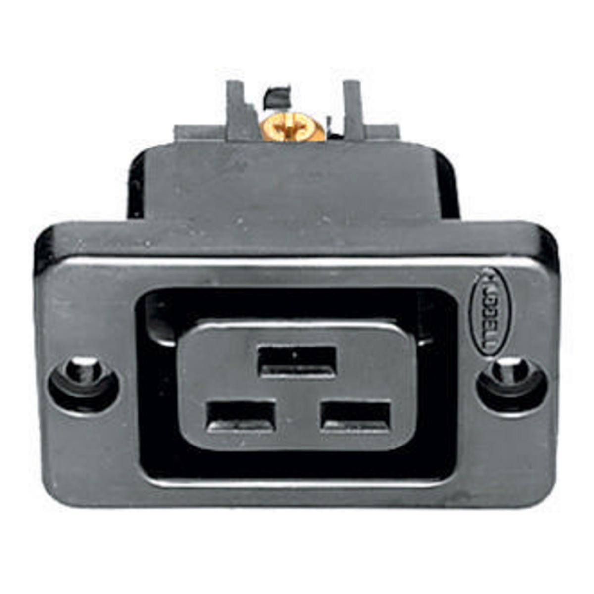 Straight Blade Devices, IEC 320 Devices, Female Receptacle, 16A 250V, International Rated, Pressure Screw Terminal, Black, Single Pack.