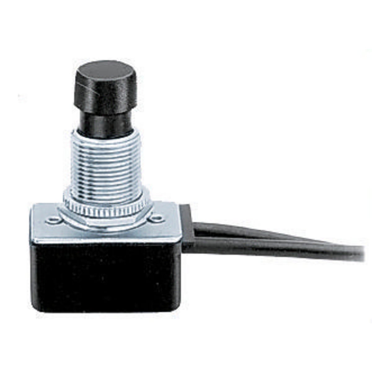 Switches and Lighting Controls, Commercial Grade, Panel Mount and Specialty Switches, Push Button Switches, Single Pole Single Throw 4A 250V/8A 125V, Wire Leads, Black