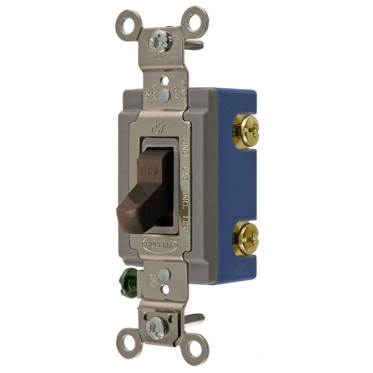 HBL1202 Extra Heavy Duty General Purpose Standard Toggle Switch, 120 to 277 V AC, 15 A, 4155 W Power Rating, 2-Position Contact
