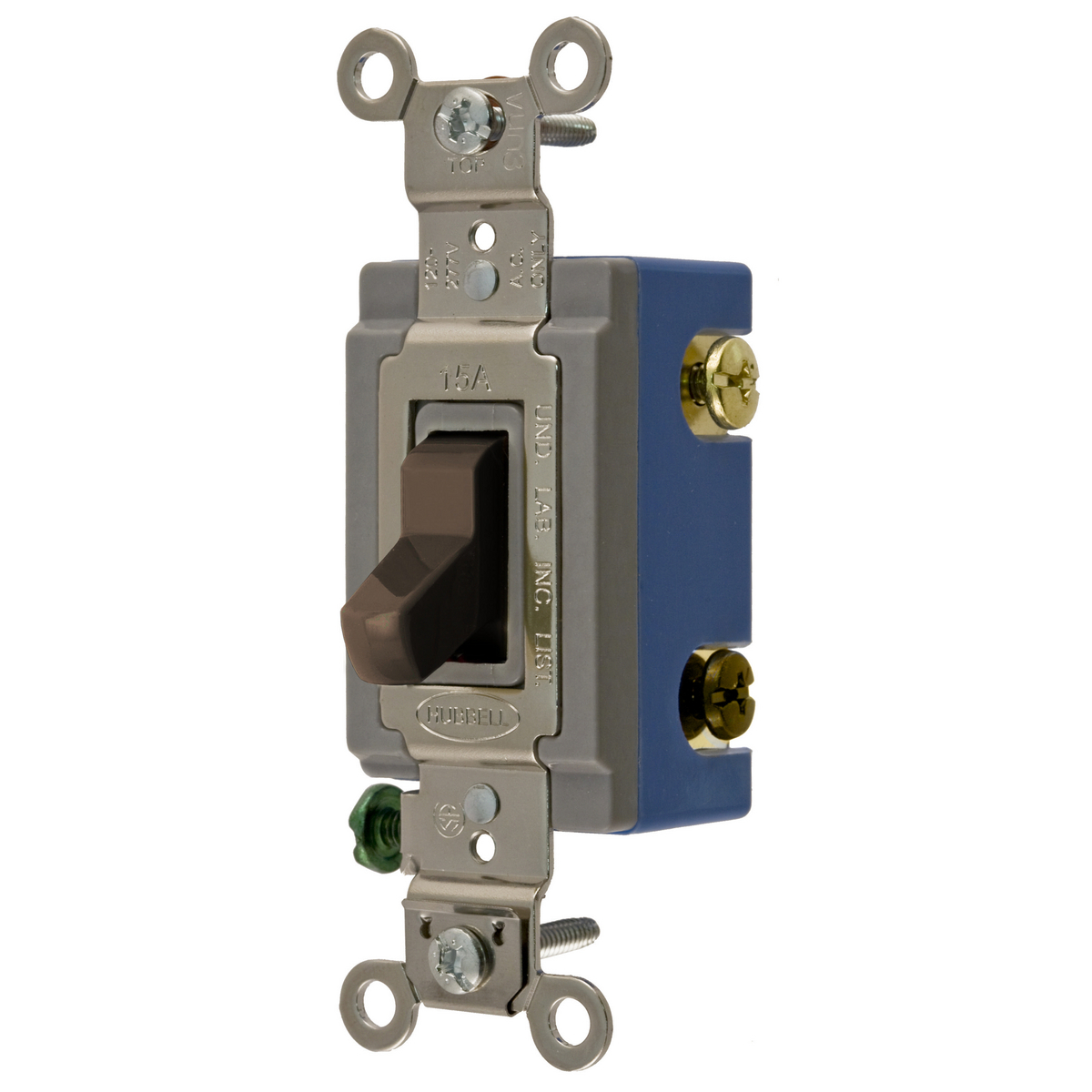 HBL1203 3-Way Extra Heavy Duty Standard AC Toggle Switch, 120 to 277 V AC, 15 A, 4155 W Power Rating, 2-Position Contact