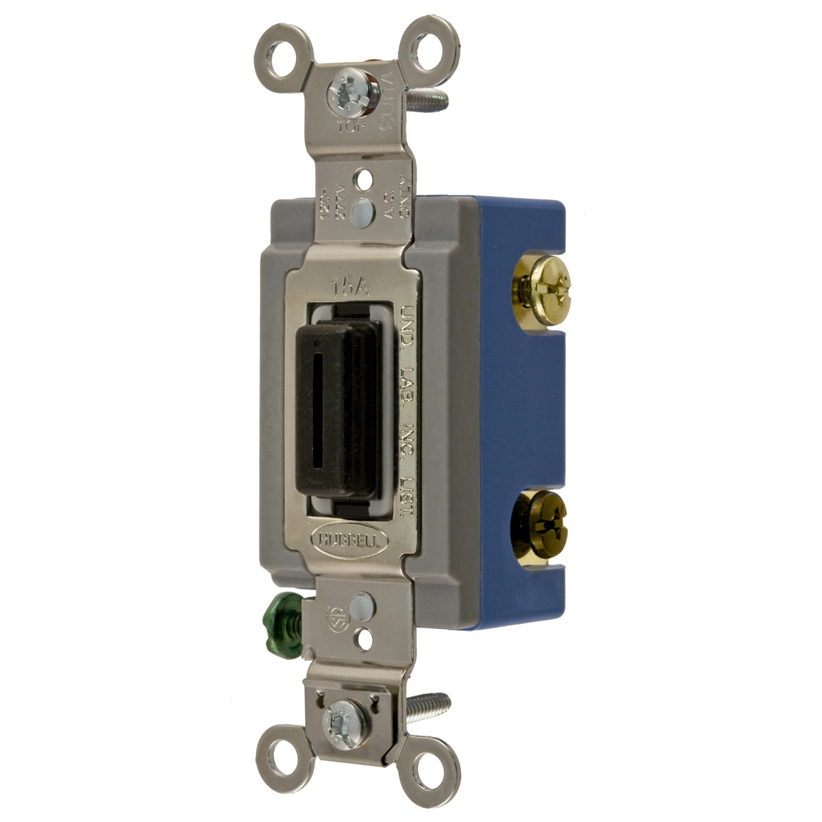Switches and Lighting Controls,Extra Heavy Duty Industrial Grade, Locking Toggle Switches, General Purpose AC, Three Way, 15A 120/277V AC, Back and Side Wired, Black Key Guide