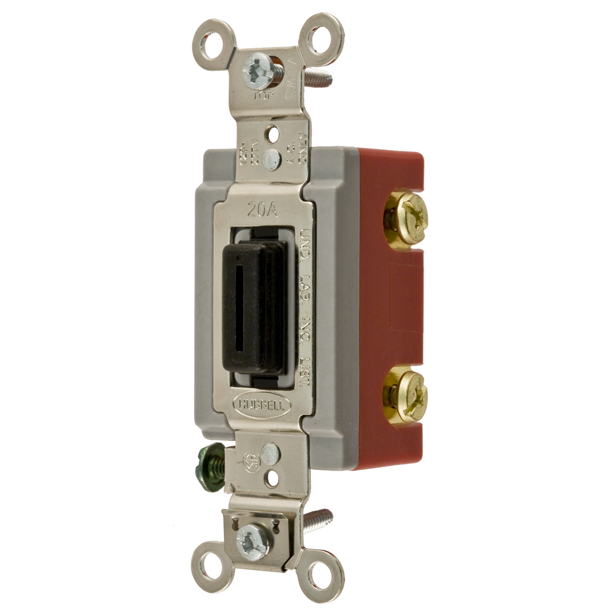 Switches and Lighting Controls,Extra Heavy Duty Industrial Grade, Locking Toggle Switches, General Purpose AC, Single Pole, 20A 120/277V AC, Back and Side Wired, Black Key Guide