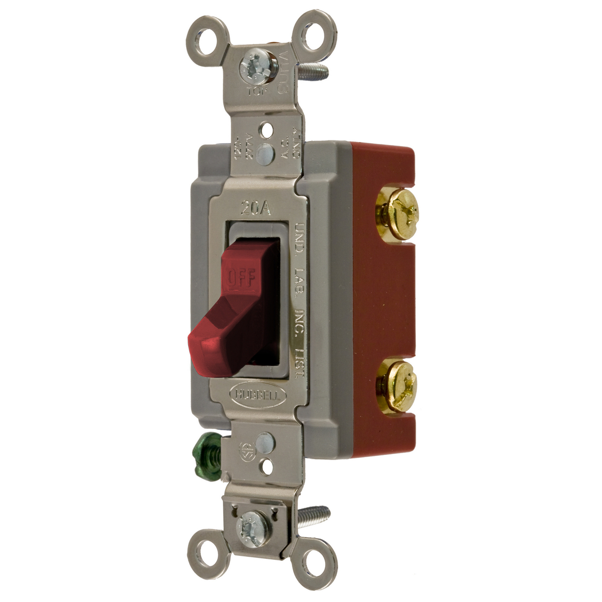 HBL1222R 4-Way 2-Position Extra Heavy Duty Industrial Grade Standard Toggle Switch, 120 to 277 V AC, 20 A, 5540 W Power Rating, 2-Position Contact