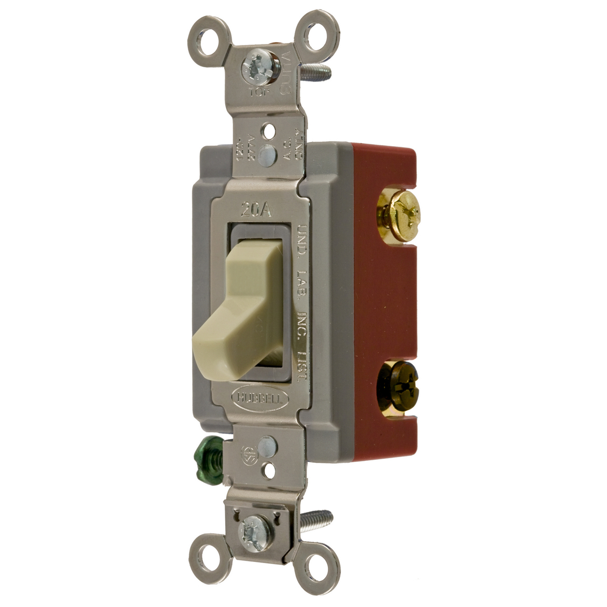 HBL1223I 3-Way Extra Heavy Duty General Purpose Standard Toggle Switch, 120 to 277 V AC, 20 A, 5540 W Power Rating, 2-Position Contact