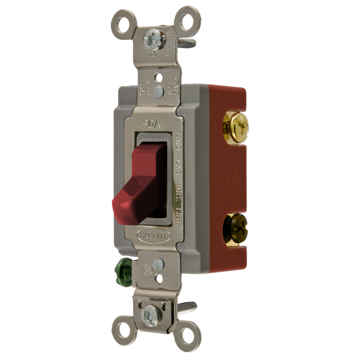 HBL1224R 4-Way Extra Heavy Duty General Purpose Standard Toggle Switch, 120 to 277 VAC, 20 A, 5540 W Power Rating, 2-Position Contact