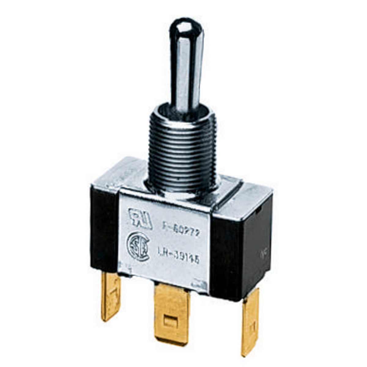 Switches and Lighting Controls, Commercial Grade, Panel Mount and Specialty Switches, Bat Handle Switches, Single Pole Double Throw Center Off, 10A 250V/10A 125V, Spade
