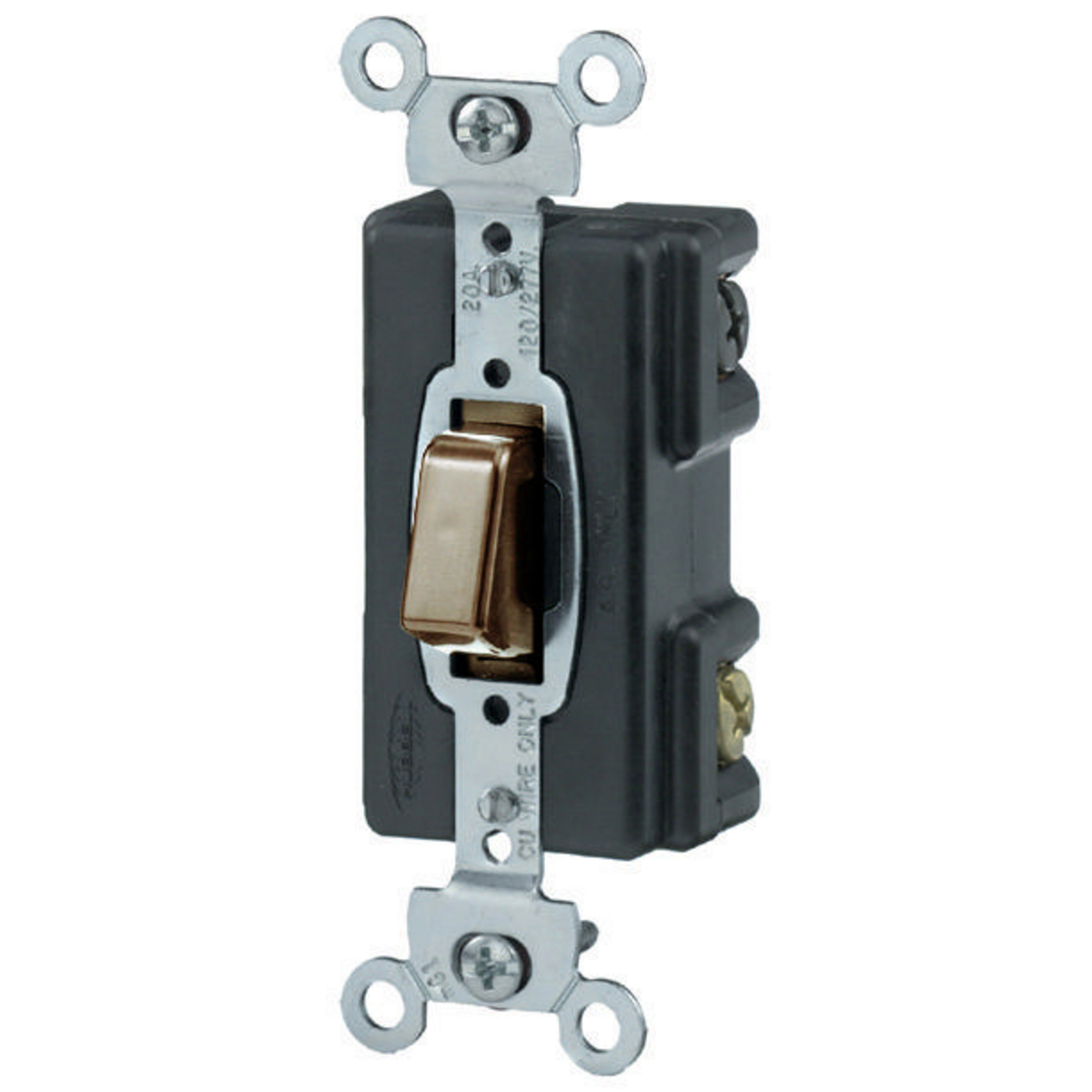 Switches and Lighting Controls, Industrial Grade, PresSwitch, General Purpose AC, Momentary Closed Single Pole, 20A 120/277V AC, Screw Terminals, Brown