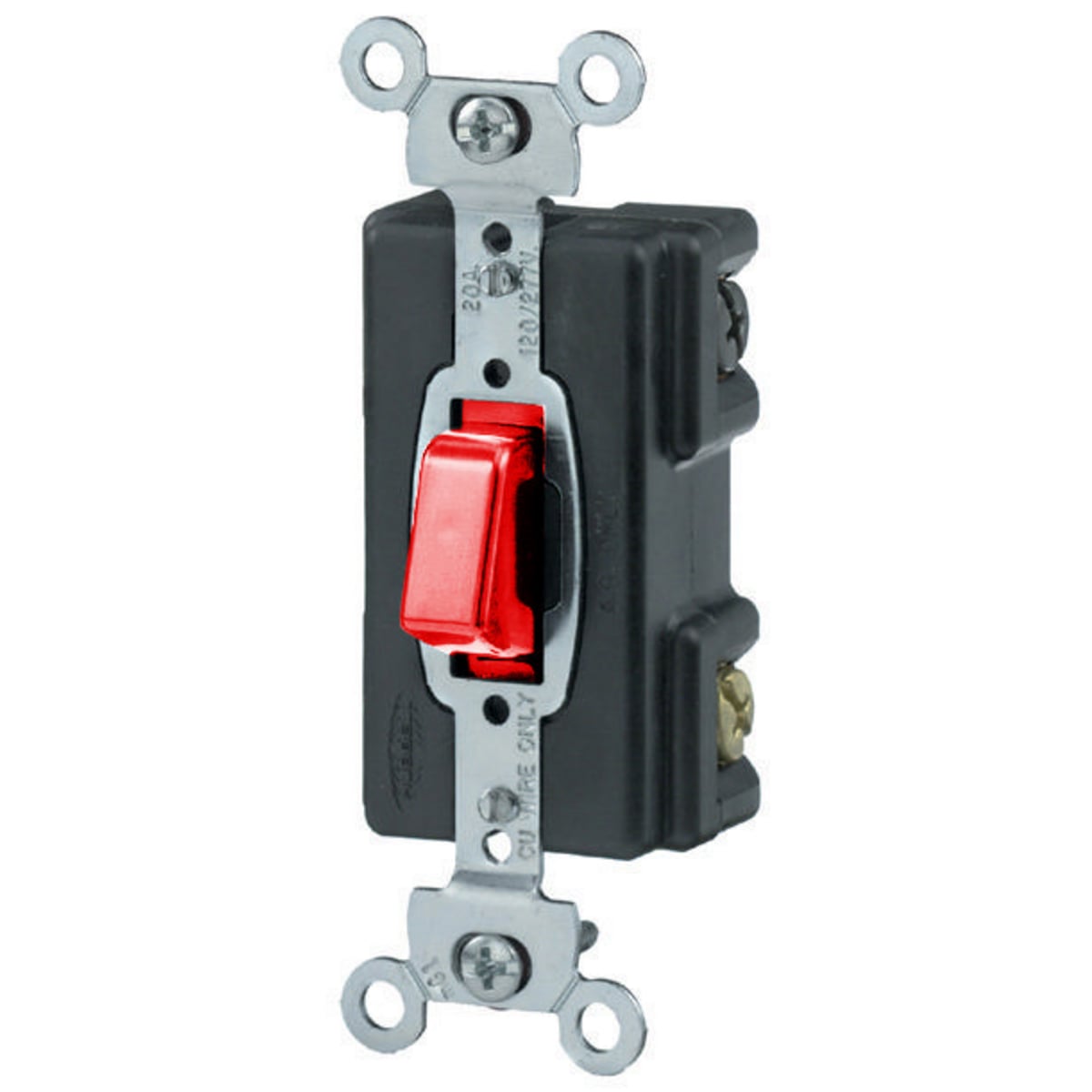 Switches and Lighting Controls, Industrial Grade, PresSwitch, General Purpose AC, Single Pole, 20A 120/277V AC, Screw Terminals, Red