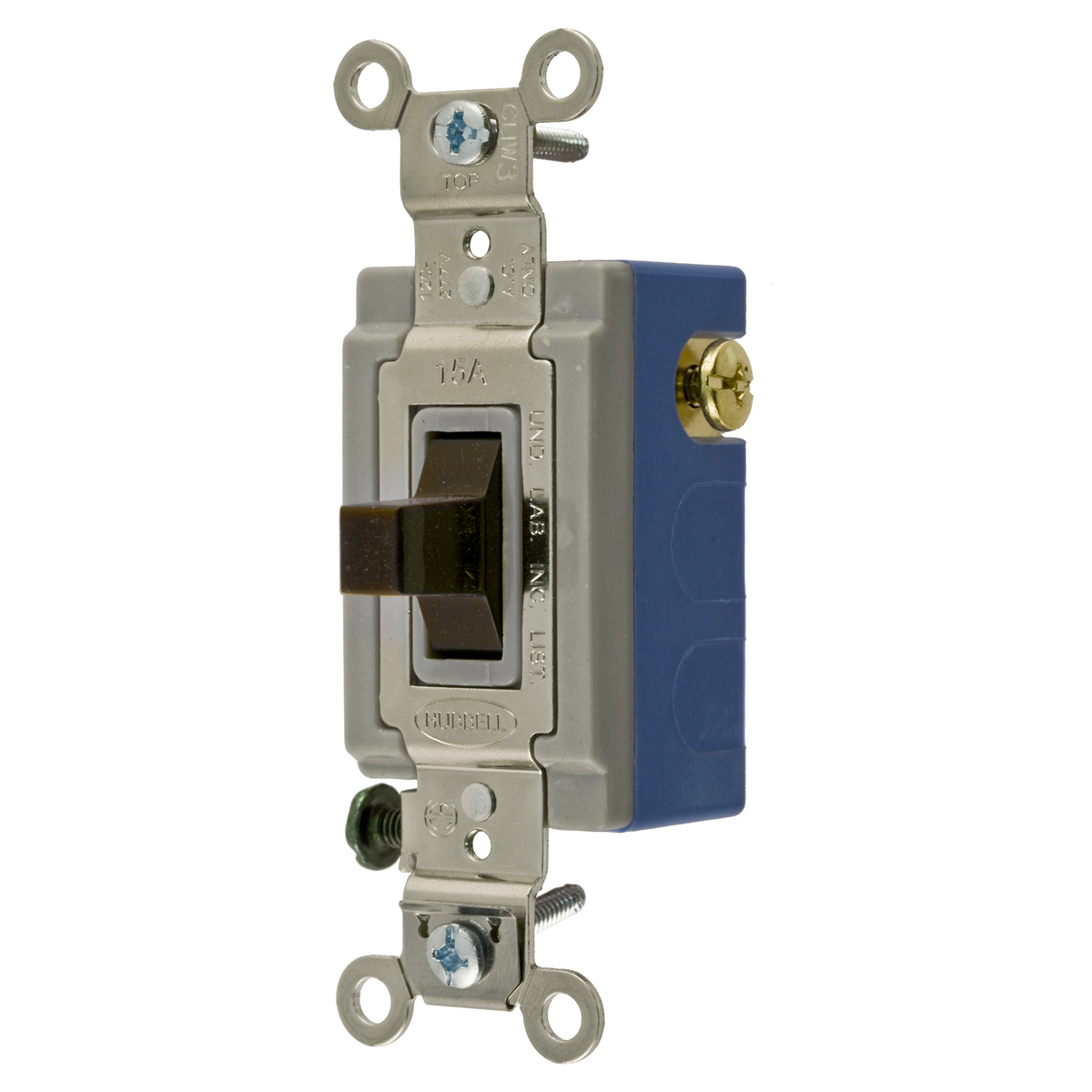 Switches and Lighting Controls, Extra Heavy Duty Industrial Grade, Toggle Switches, General Purpose AC, Single Pole Double Throw Center Off, 15A 120/277V AC, Back and Side Wired, Brown Toggle