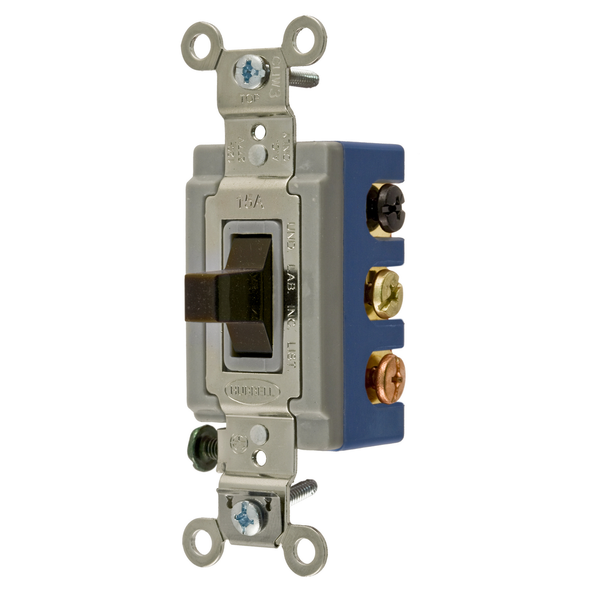 Switches and Lighting Controls, Extra Heavy Duty Industrial Grade, Toggle Switches, General Purpose AC, Double Pole Double Throw Center Off, 15A 120/277V AC, Back and Side Wired, Brown Toggle