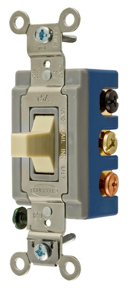 HBL1382I Double Throw Extra Heavy Duty General Purpose Standard Toggle Switch, 120 to 277 V AC, 15 A, 5540 W Power Rating, On-Off-On 3-Position Contact