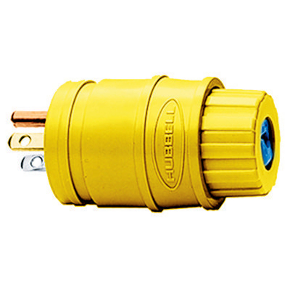 Straight Blade Devices, Male Plug, Elasto-Grip Water Tight, Industrial/Commercial Grade, Straight, 2-Pole 3-Wire Grounding, 15A 125V, 5-15P, Yellow, Single Pack.