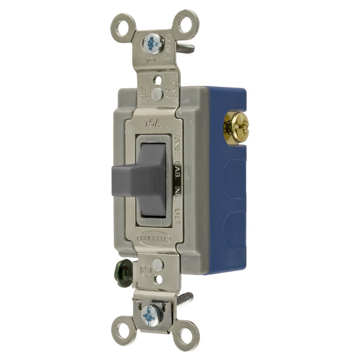 Switches and Lighting Controls, Industrial Grade, Toggle Switches, General Purpose AC, Momentary Single Pole Double Throw Center Off, 15A 120/277V AC, Terminal Screws, Gray Toggle