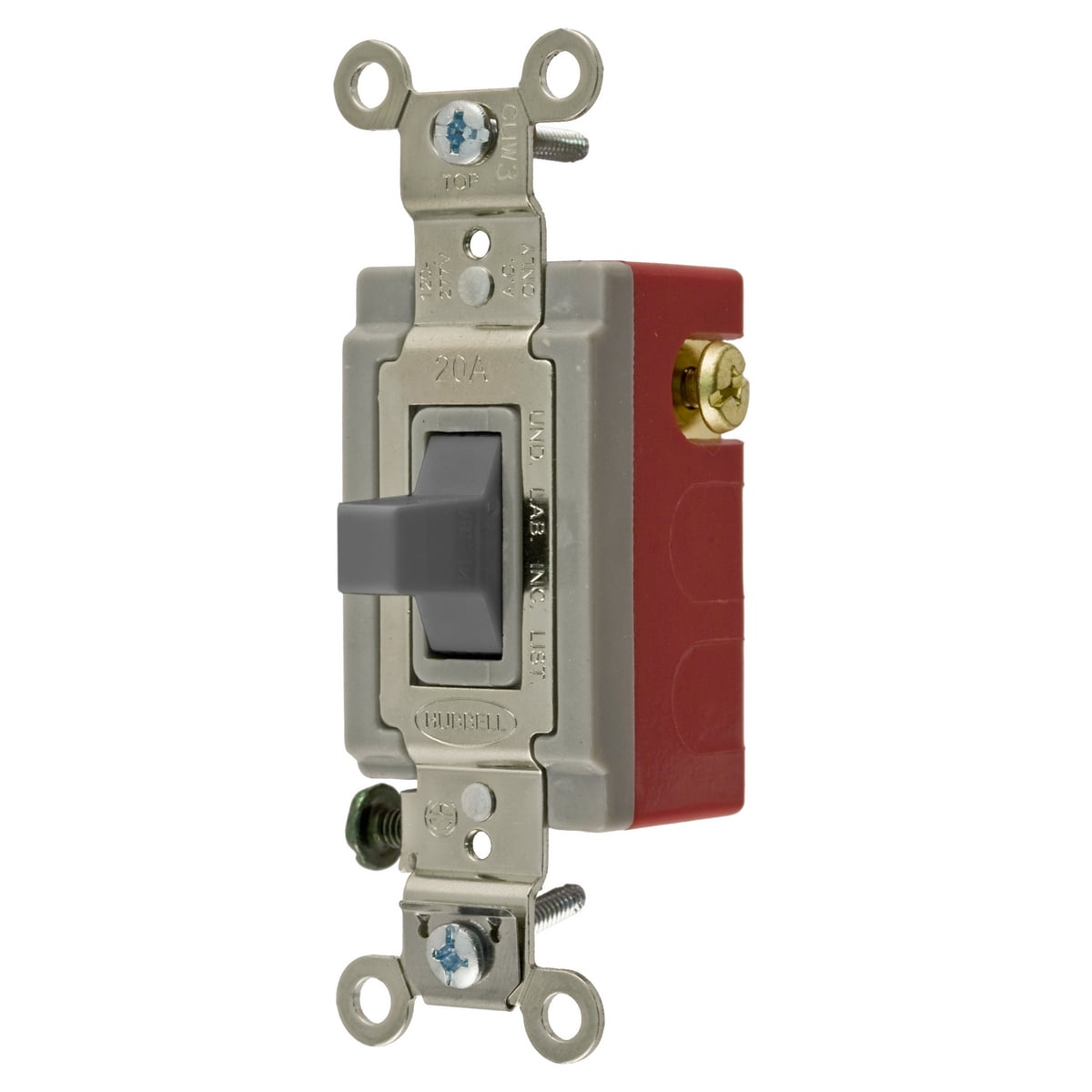 HBL1557GY HBL 3-Position Extra Heavy Duty Industrial/Specification Grade Standard Toggle Switch, 120 to 277 V AC, 20 A, 5540 W Power Rating