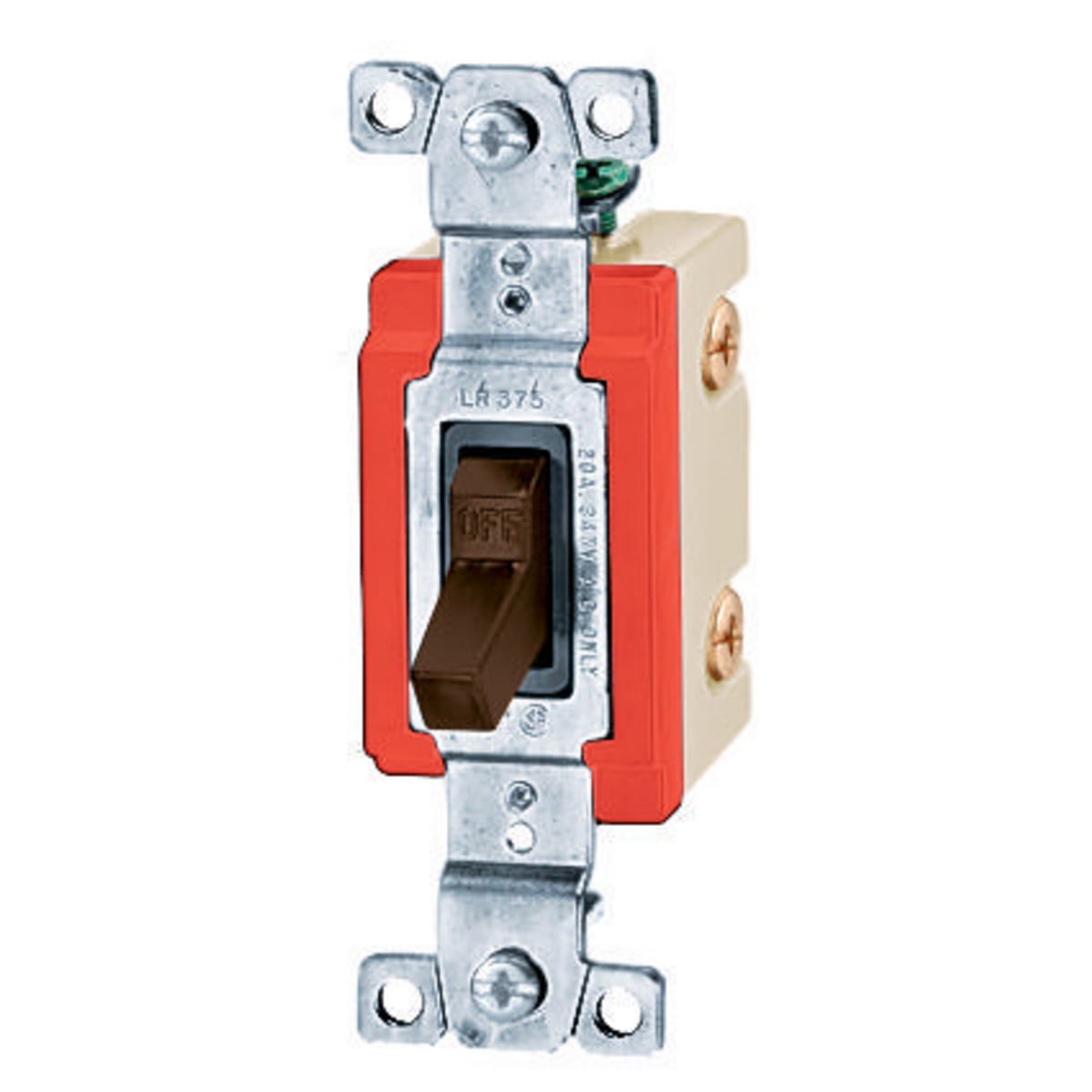 Switches and Lighting Controls, Industrial Grade, Toggle Switches, General Purpose AC, Single Pole, 20A 347V AC, Terminal Screws, Brown