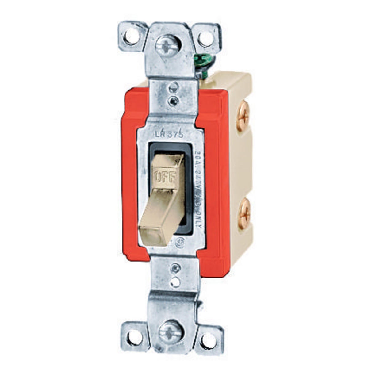 Switches and Lighting Controls, Industrial Grade, Toggle Switches, General Purpose AC, Single Pole, 20A 347V AC, Terminal Screws, Ivory
