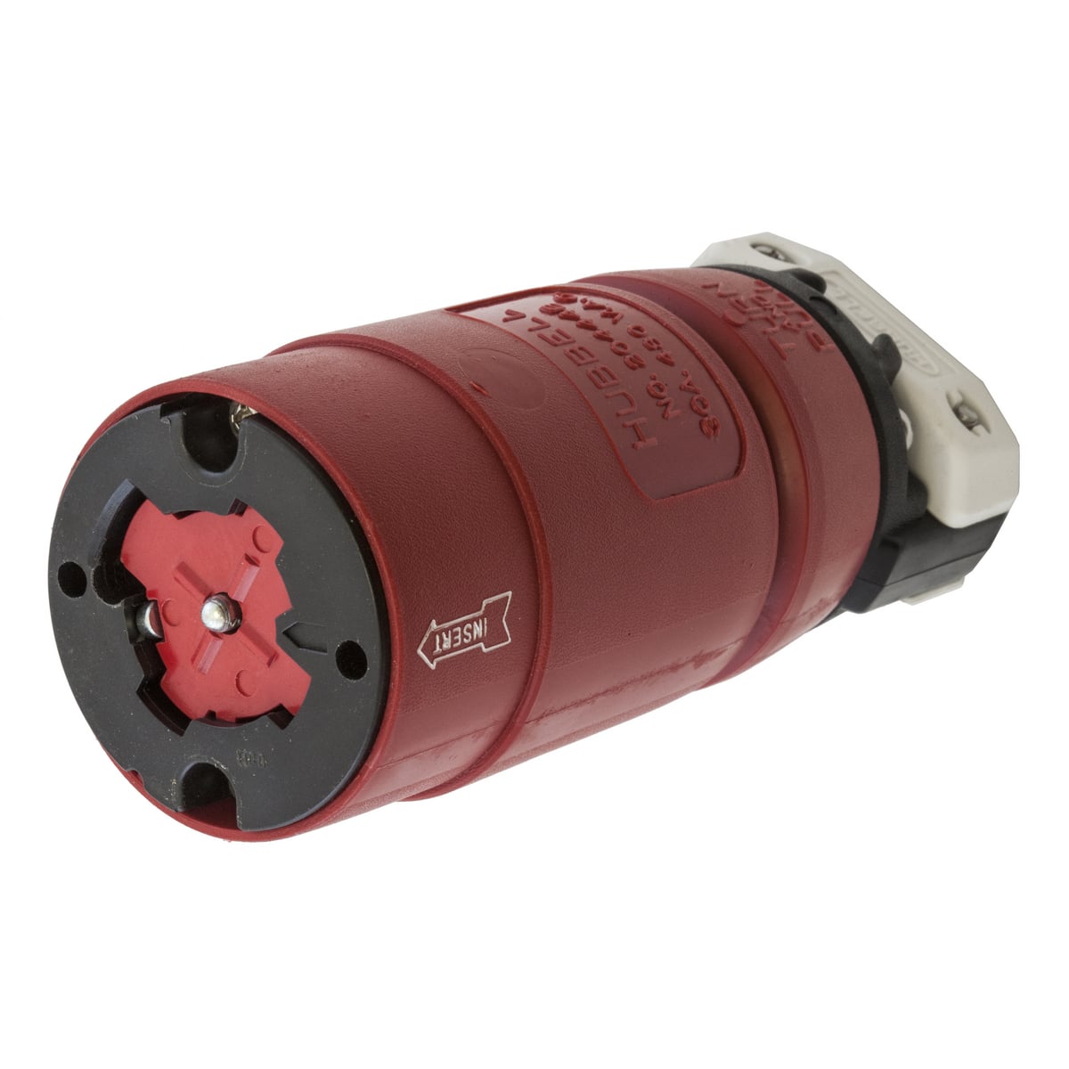 Hubbellock Industrial Female Connector Body, 30A 480V AC, 3-Pole 4-Wire Grounding, Non-NEMA, Screw Terminal nylon housing, thermoset interior