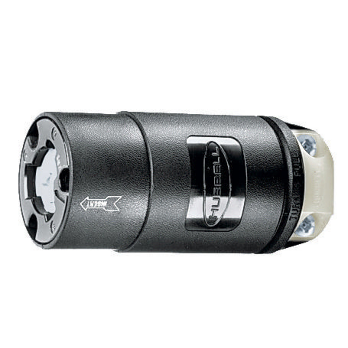 Locking Devices, Hubbellock, Hospital Use, Female Connector Body, 20A 125V, 2-Pole 3-Wire Grounding, Non-NEMA, Screw Terminal, Black