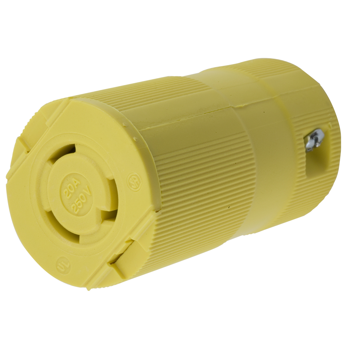 Locking Devices, Twist-Lock, Vasile, Connector Body, 20A 250V, 2-Pole 3-Wire Grounding, NEMA L6-20R, Yellow Nylon.