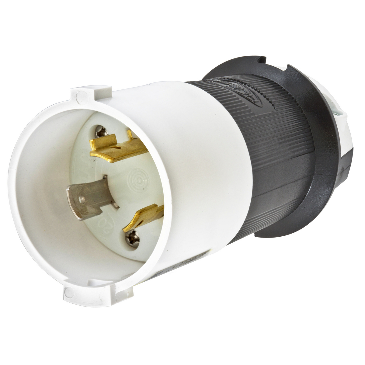 Twist-Lock Safety-Shroud Male Plug, 20A 277V AC, 2-Pole 3-Wire Grounding, NEMA L7-20P, Screw Terminal Nylon Body PBT Shroud