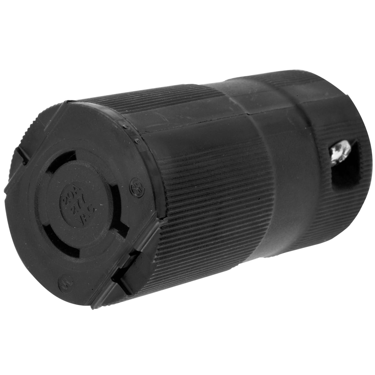 Twist-Lock Valise, Female Connector Body, 20A 277V AC, 2-Pole 3-Wire Grounding, NEMA L7-20R, Screw Terminal Nylon