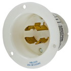 Locking Devices, Twist-Lock, Industrial, Insulgrip Flanged Inlet, 20A 3-Phase 250V AC, 3-Pole 4-Wire Grounding, NEMA L15- 20P, Screw Terminal, Nylon casing, Back wired, White.