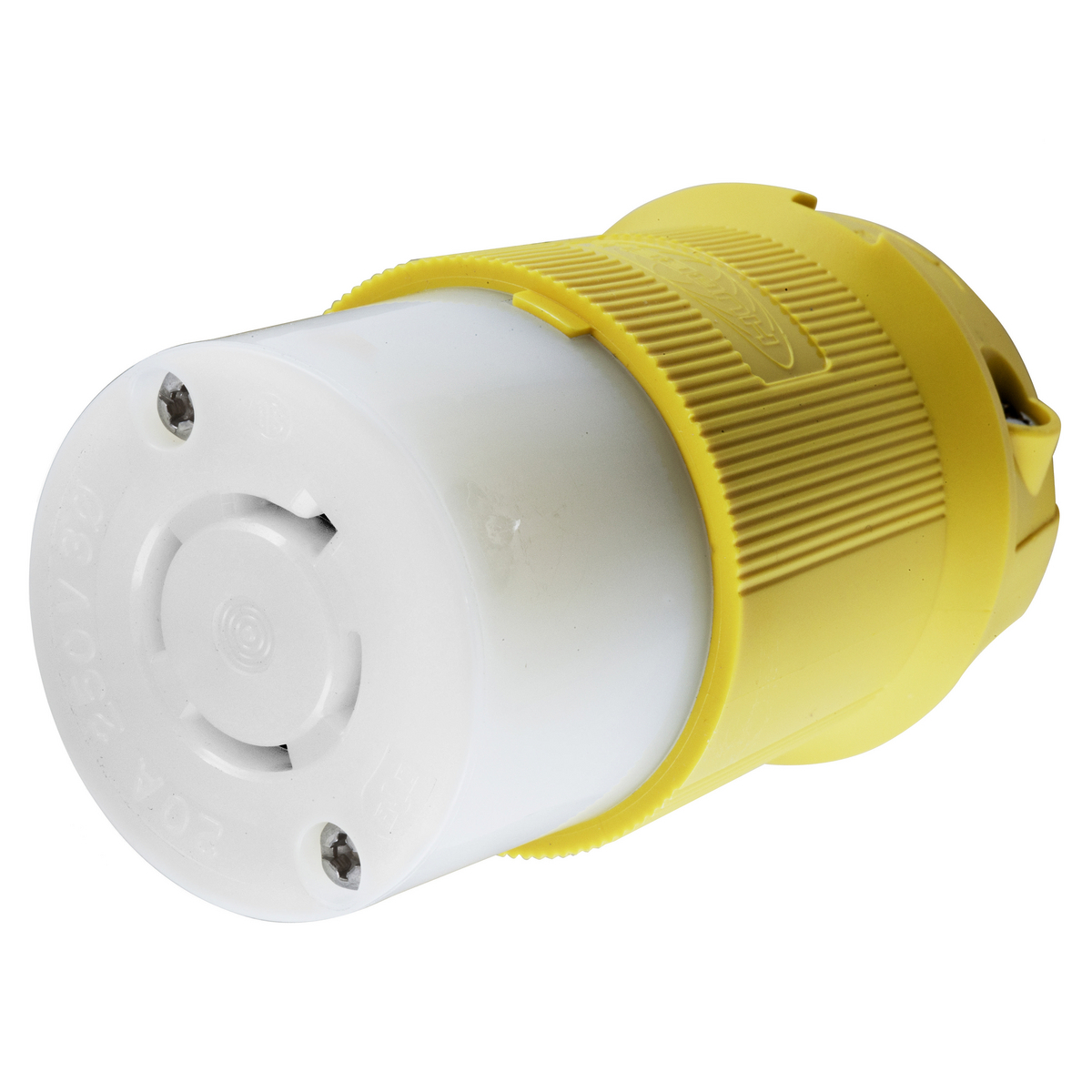 Twist-Lock Marine Grade, Female Insulgrip Connector Body, 20A, 3-Phase Delta 250V AC, 3-Pole 4-Wire Grounding, NEMA L15-20R, Screw Terminal Nylon