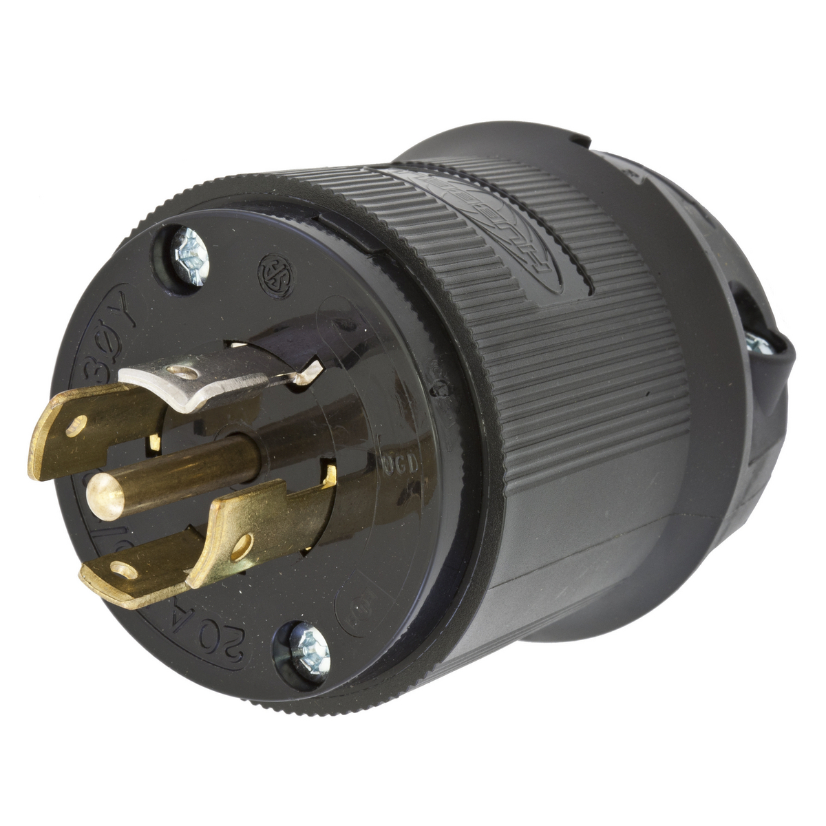 Twist-Lock Insulgrip Plug, 20A, 3 Phase Y 120/208V AC, 4-Pole, 5 Wire Grounding, NEMA L21-20P Nylon