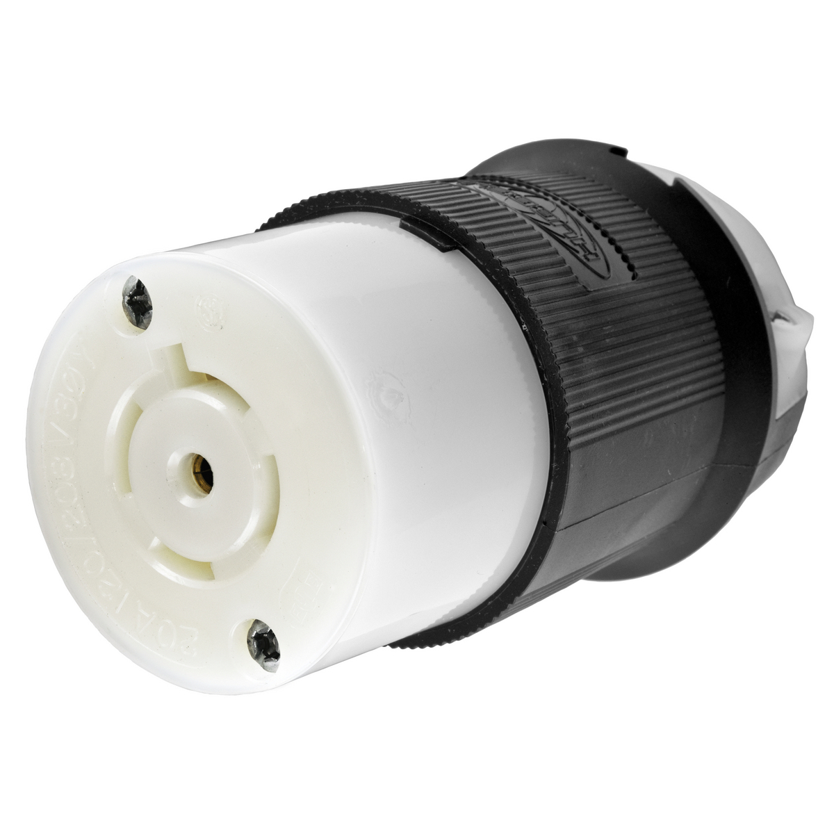 Twist-Lock Insulgrip Connector, 20A, 3 Phase Y 120/208V AC; 4-Pole, 5 Wire Grounding, NEMA L21-20R and white for flat cable