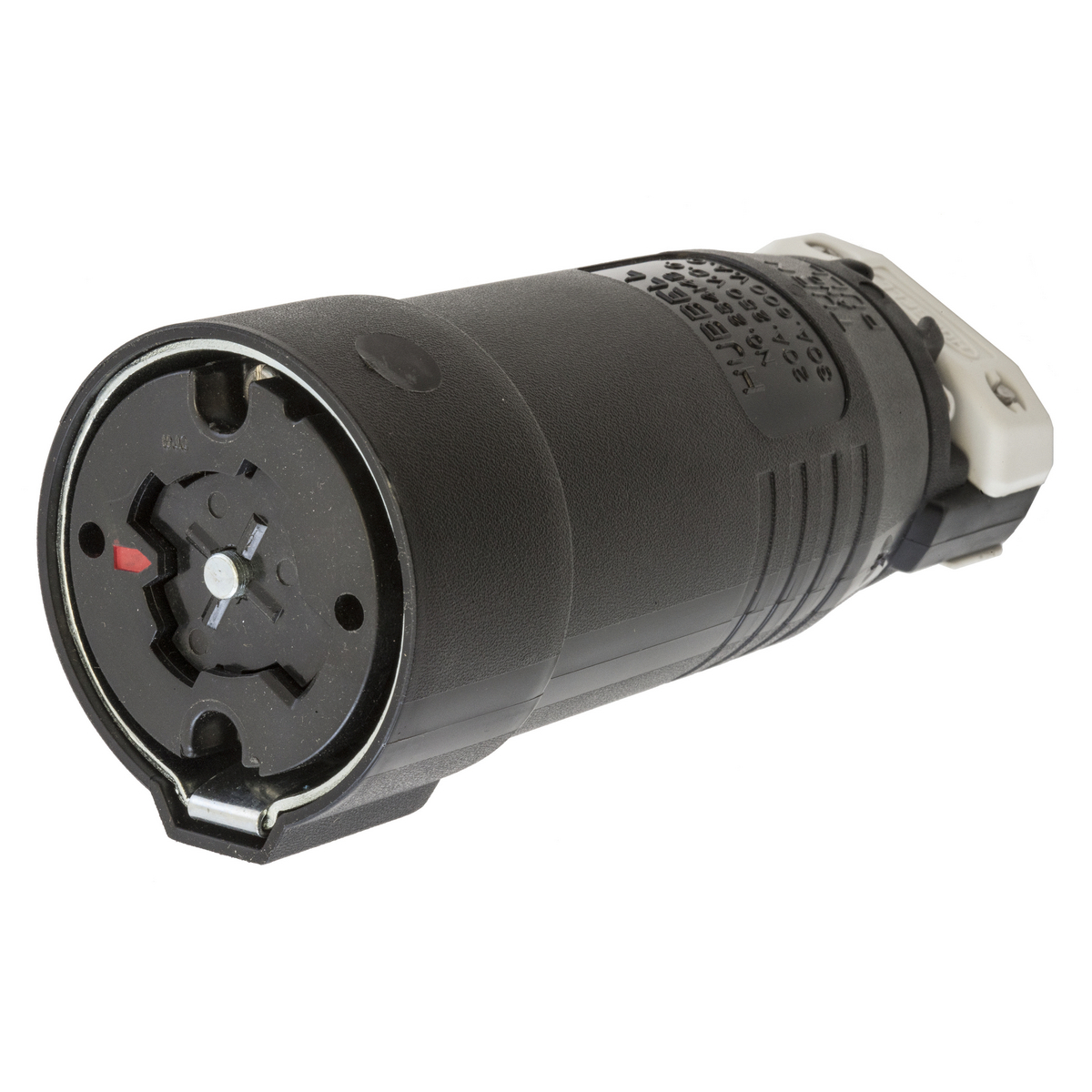 Hubbellock Industrial Female Connector Body, 30A 600V AC, 20A 250V DC, 4-Pole 5-Wire Grounding nylon housing, Thermoplastic interior, Non NEMA, Screw Terminal