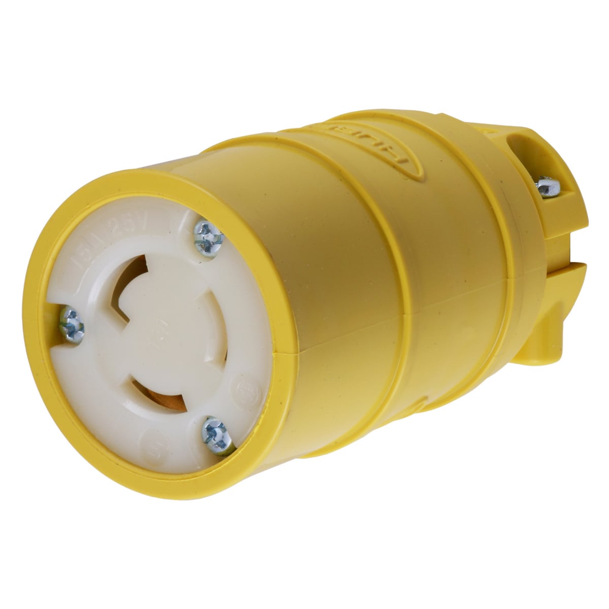 Locking Devices, Twist-Lock, Elastogrip Connector, 15A, 125V, 2 Pole, 3 Wire Grounding, NEMA L5-15R, yellow elastomer, dust tight