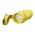 Locking Devices, Twist-Lock, Elastogrip, Female Connector Body, 15A 125V, 2-Pole 3-Wire Grounding, NEMA L5-15R, Screw Terminal, Yellow, Water/Dust-Tight Housing.