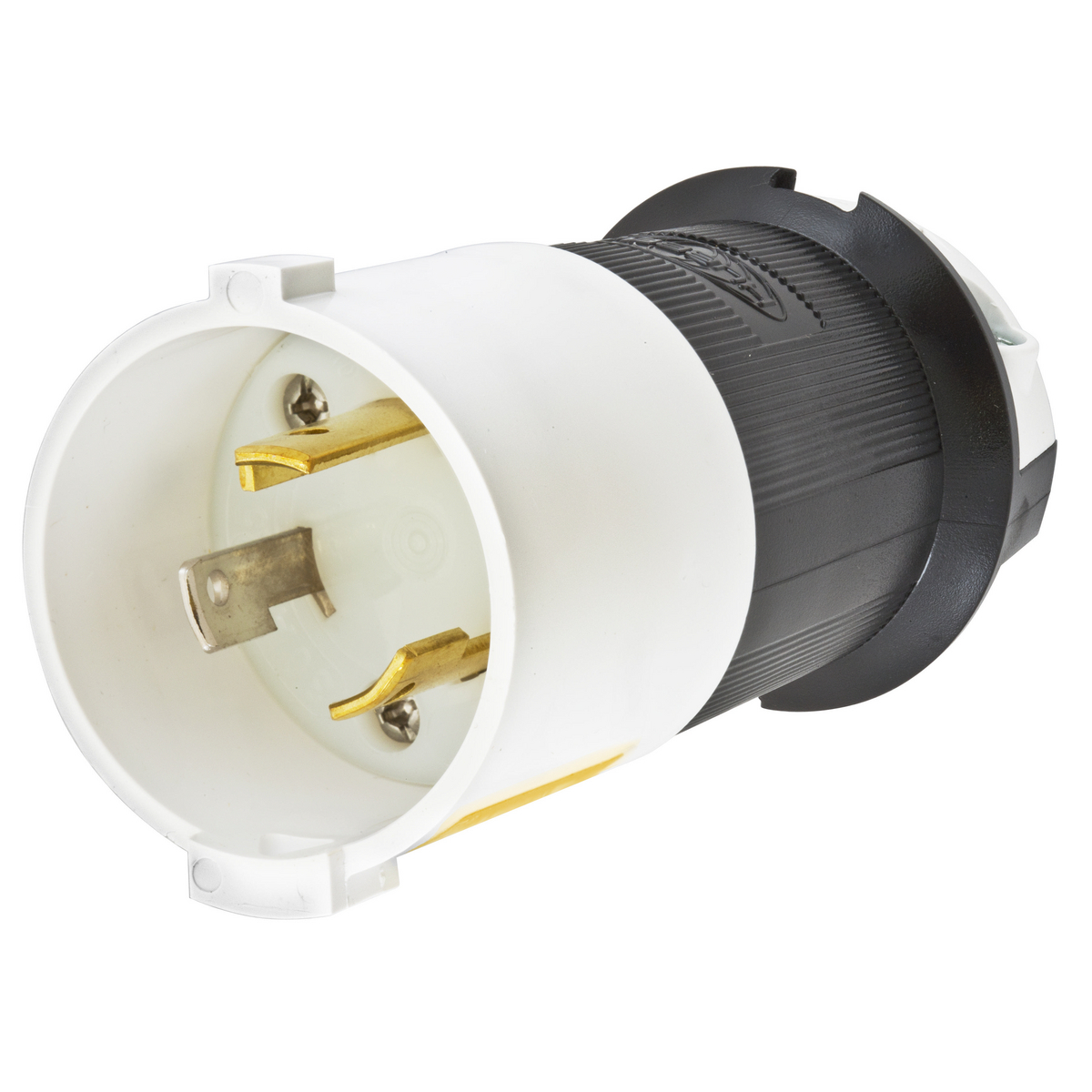 Twist-Lock Safety-Shroud Male Plug, 30A 125V AC, 2-Pole 3-Wire Grounding, NEMA L5,Screw Terminal Nylon Body PBT Shroud