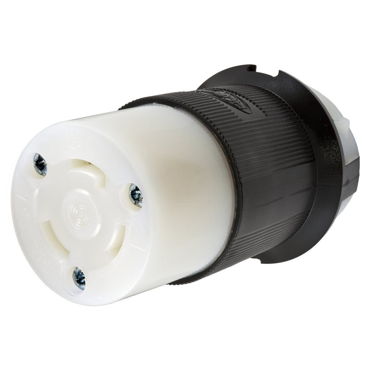 Locking Devices, Twist-Lock, Industrial, Female Connector Body, 30A 125V, 2-Pole 3-Wire Grounding, L5-30R, Screw Terminal, Black and White.