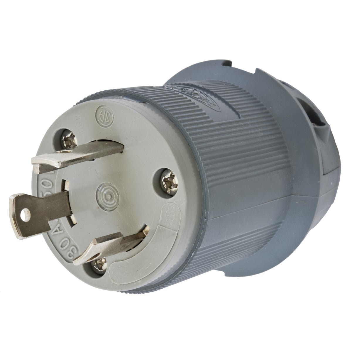 Twist-Lock Insulgrip Plug, 30A, 250V AC, 2-Pole, 3 Wire Grounding, NEMA L6,Heat Stabilized Nylon